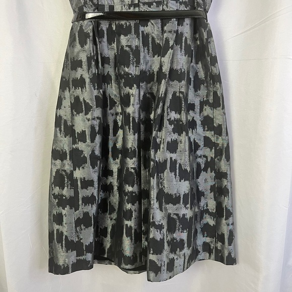 MICHAEL KORS BLACK GREY METALLIC MIDI DRESS BELTED EVENING DRESS A-LINE DRESS  2 - Picture 15 of 17